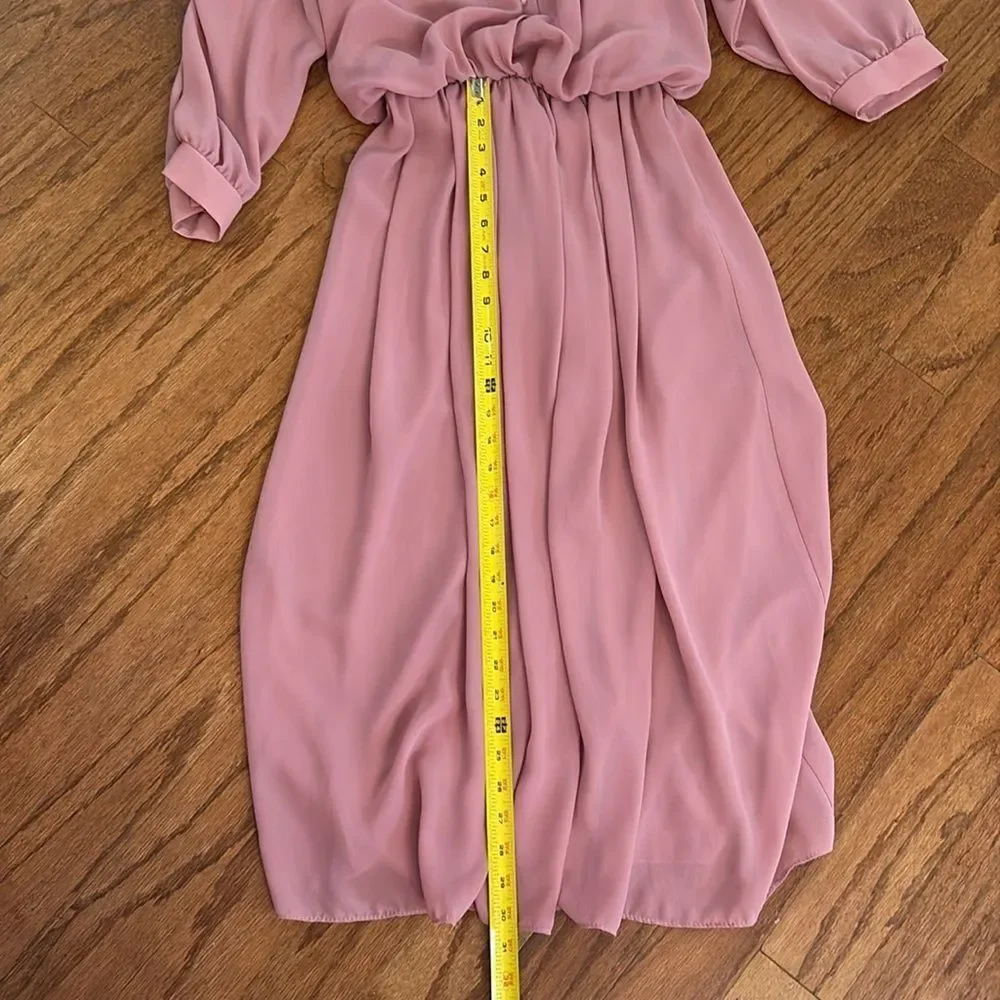 Vintage dress, R.E.O. Originals, size 14, pink with a cream colored lace collar - Picture 5 of 14